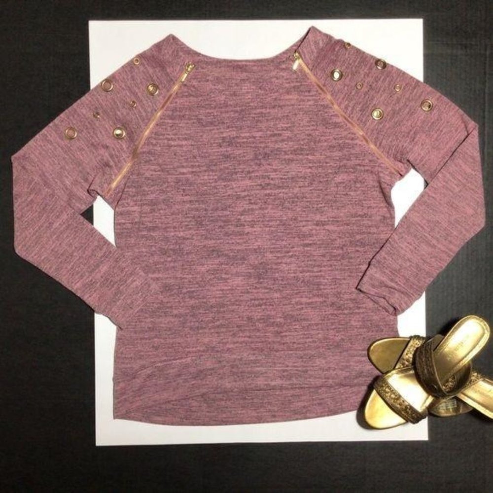 Always Indigo Long Sleeve Heather Pink Pullover Lg